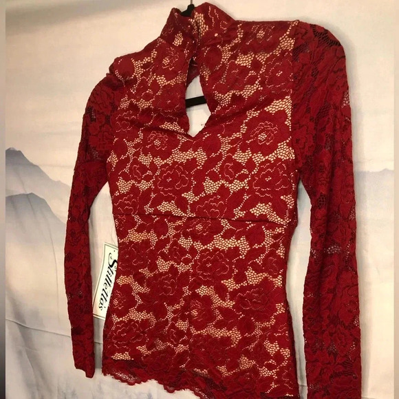 Stilettos Long sleeve Red Illusion Top NWT - Picture 12 of 12